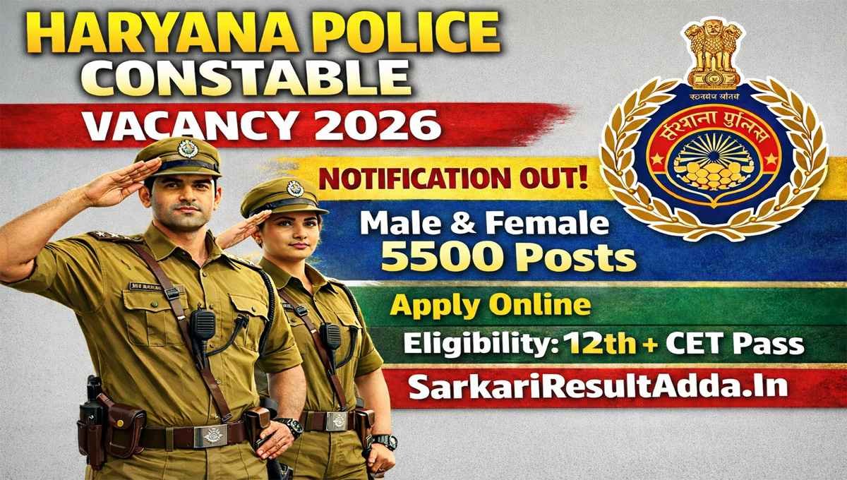 Haryana Police Constable Vacancy 2026 Notification, Apply Online, 5500 Posts